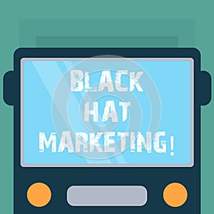 Conceptual hand writing showing Black Hat Marketing. Business photo showcasing Search optimization involves design site