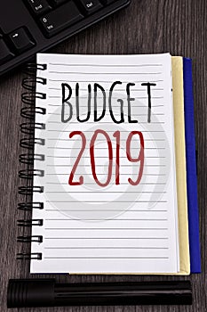 Conceptual hand writing showing Budget 2019. Business photos showcasing New year estimate of incomes and expenses Financial Plan