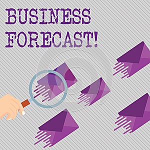 Conceptual hand writing showing Business Forecast. Business photo showcasing estimate or prediction of future