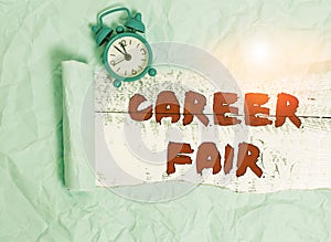 Conceptual hand writing showing Career Fair. Business photo text an event at which job seekers can meet possible