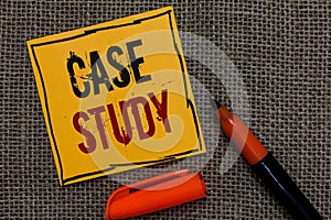Conceptual hand writing showing Case Study. Business photo showcasing A subject matter to be discussed and related to the topic Or