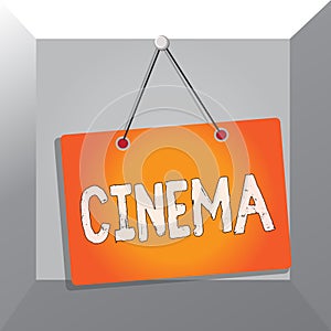 Conceptual hand writing showing Cinema. Business photo text theater where movies are shown for public entertainment Movie theater