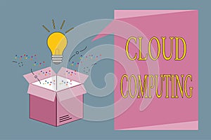 Conceptual hand writing showing Cloud Computing. Business photo showcasing use a network of remote servers hosted on the Internet