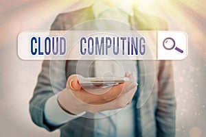 Conceptual hand writing showing Cloud Computing. Business photo showcasing use a network of remote servers hosted on the Internet photo