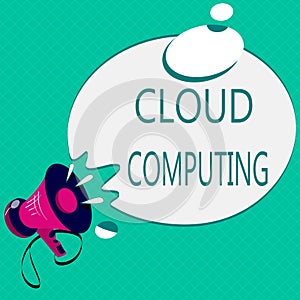 Conceptual hand writing showing Cloud Computing. Business photo text use a network of remote servers hosted on the Internet