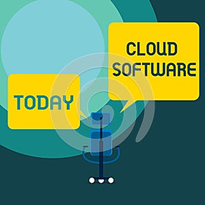 Conceptual hand writing showing Cloud Software. Business photo text Programs used in Storing Accessing data over the