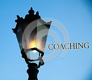 Conceptual hand writing showing Coaching. Business photo text Prepare Enlightened Cultivate Sharpening Encourage Strenghten Light