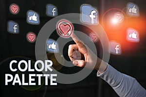 Conceptual hand writing showing Color Palette. Business photo showcasing full range of colors that can be displayed on a device