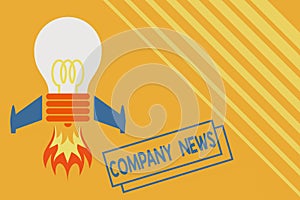 Conceptual hand writing showing Company News. Business photo showcasing provides news and feature articles about the