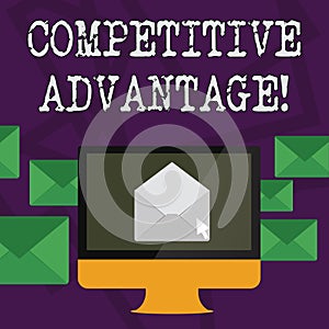 Conceptual hand writing showing Competitive Advantage. Business photo text Condition that puts a company in a favorable