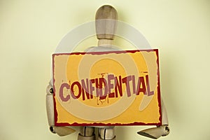 Conceptual hand writing showing Confidential. Business photo text Agreements between two parties are private and protected written