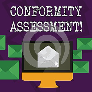 Conceptual hand writing showing Conformity Assessment. Business photo text Evaluation verification and assurance of