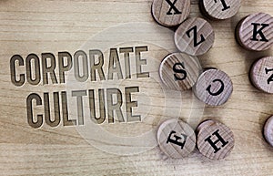 Conceptual hand writing showing Corporate Culture. Business photo showcasing Beliefs and ideas that a company has Shared