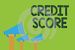 Conceptual hand writing showing Credit Score. Business photo text Represent the creditworthiness of an individual Lenders rating H