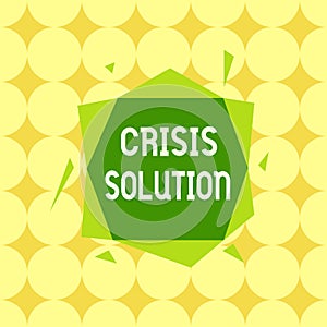 Conceptual hand writing showing Crisis Solution. Business photo text process by which an organization deals with a disruptive