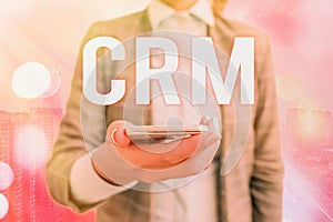 Conceptual hand writing showing Crm. Business photo showcasing Strategy for managing the Affiliation Interactions of an