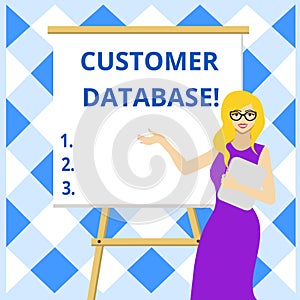 Conceptual hand writing showing Customer Database. Business photo showcasing uptodate on customer information records