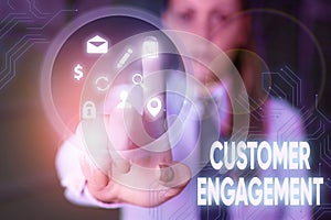 Conceptual hand writing showing Customer Engagement. Business photo text the emotional connection between a customer and