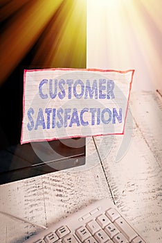 Conceptual hand writing showing Customer Satisfaction. Business photo text Exceed Consumer Expectation Satisfied over services