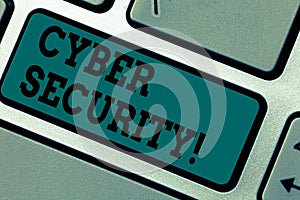 Conceptual hand writing showing Cyber Security. Business photo showcasing Online prevention of attacks Viruses Encrypt