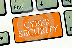 Conceptual hand writing showing Cyber Security. Business photo text Protect a computer system against unauthorized access