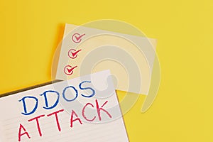 Conceptual hand writing showing Ddos Attack. Business photo text perpetrator seeks to make a network resource