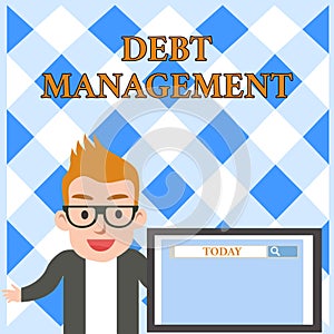 Conceptual hand writing showing Debt Management. Business photo text The formal agreement between a debtor and a