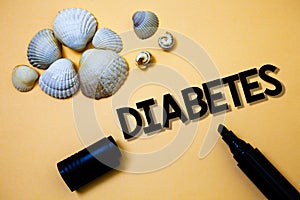 Conceptual hand writing showing Diabetes. Business photo text Chronic disease associated to high levels of sugar glucose in blood