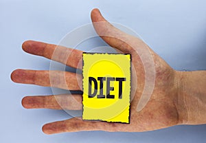 Conceptual hand writing showing Diet. Business photo showcasing Dietitians create meal plans to adopt and maintain healthy eating