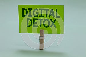 Conceptual hand writing showing Digital Detox. Business photo showcasing Free of Electronic Devices Disconnect to Reconnect Unplug