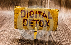 Conceptual hand writing showing Digital Detox. Business photo text Free of Electronic Devices Disconnect to Reconnect Unplugged Pa