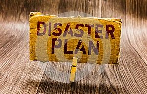 Conceptual hand writing showing Disaster Plan. Business photo text Respond to Emergency Preparedness Survival and First Aid Kit Pa