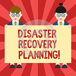 Conceptual hand writing showing Disaster Recovery Planning. Business photo showcasing procedures to recover and protect