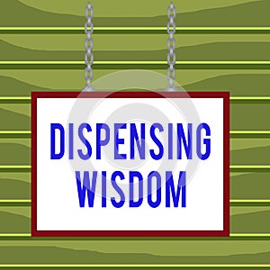 Conceptual hand writing showing Dispensing Wisdom. Business photo showcasing Giving intellectual facts on variety of subjects