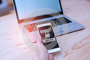 Conceptual hand writing showing Diversity And Inclusion. Business photo showcasing range huanalysis difference includes race