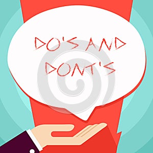 Conceptual hand writing showing Do S Is And Dont S Is. Business photo showcasing advising Rules or customs concerning