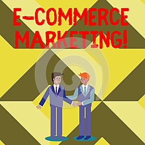 Conceptual hand writing showing E Commerce Marketing. Business photo text business that sells product or service