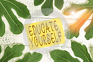 Conceptual hand writing showing Educate Yourself. Business photo text prepare oneself or someone in a particular area or