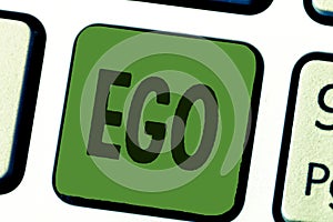 Conceptual hand writing showing Ego. Business photo text Sense of selfesteem selfworth of a person Conscious thinking