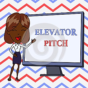 Conceptual hand writing showing Elevator Pitch. Business photo text A persuasive sales pitch Brief speech about the