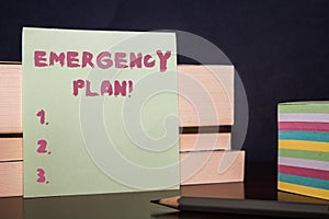 Conceptual hand writing showing Emergency Plan. Business photo showcasing actions developed to mitigate damage of