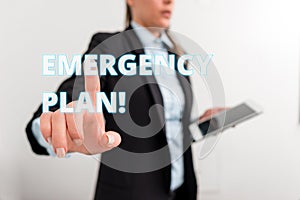 Conceptual hand writing showing Emergency Plan. Business photo text actions developed to mitigate damage of potential