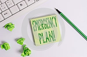 Conceptual hand writing showing Emergency Plan. Business photo text actions developed to mitigate damage of potential