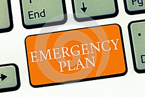 Conceptual hand writing showing Emergency Plan. Business photo text Procedures for response to major emergencies Be