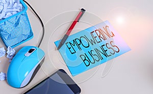 Conceptual hand writing showing Empowering Business. Business photo text creating an environment that fosters growth of