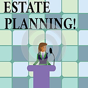 Conceptual hand writing showing Estate Planning. Business photo text Insurance Investment Retirement Plan Mortgage