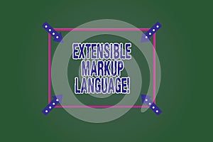 Conceptual hand writing showing Extensible Markup Language. Business photo showcasing computer language that use tag to