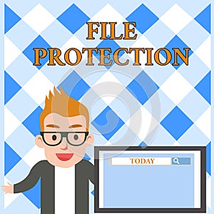 Conceptual hand writing showing File Protection. Business photo text Preventing accidental erasing of data using storage