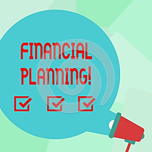 Conceptual hand writing showing Financial Planning. Business photo text Accounting Planning Strategy Analyze Round