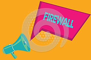 Conceptual hand writing showing Firewall. Business photo text protect network or system from unauthorized access with firewall